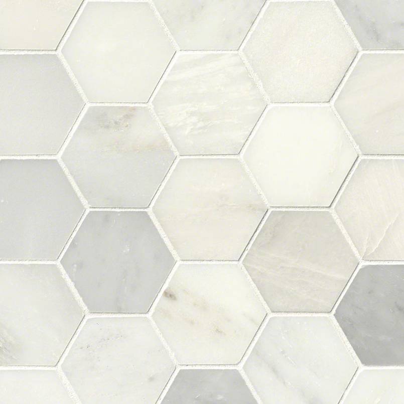 Greecian White 3” Hexagon Mosaic Tile