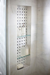 Greecian White 2" Octagon With Black 5/8x5/8 Polished In 12x12 Mesh Tile