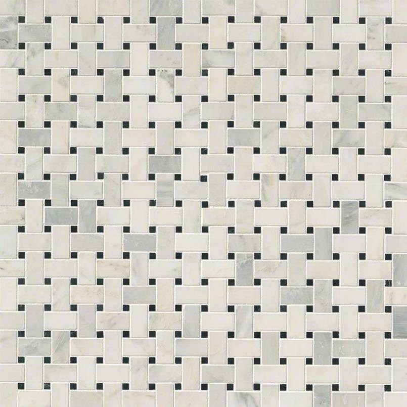 Greecian White Basketweave Pattern Polished Tile