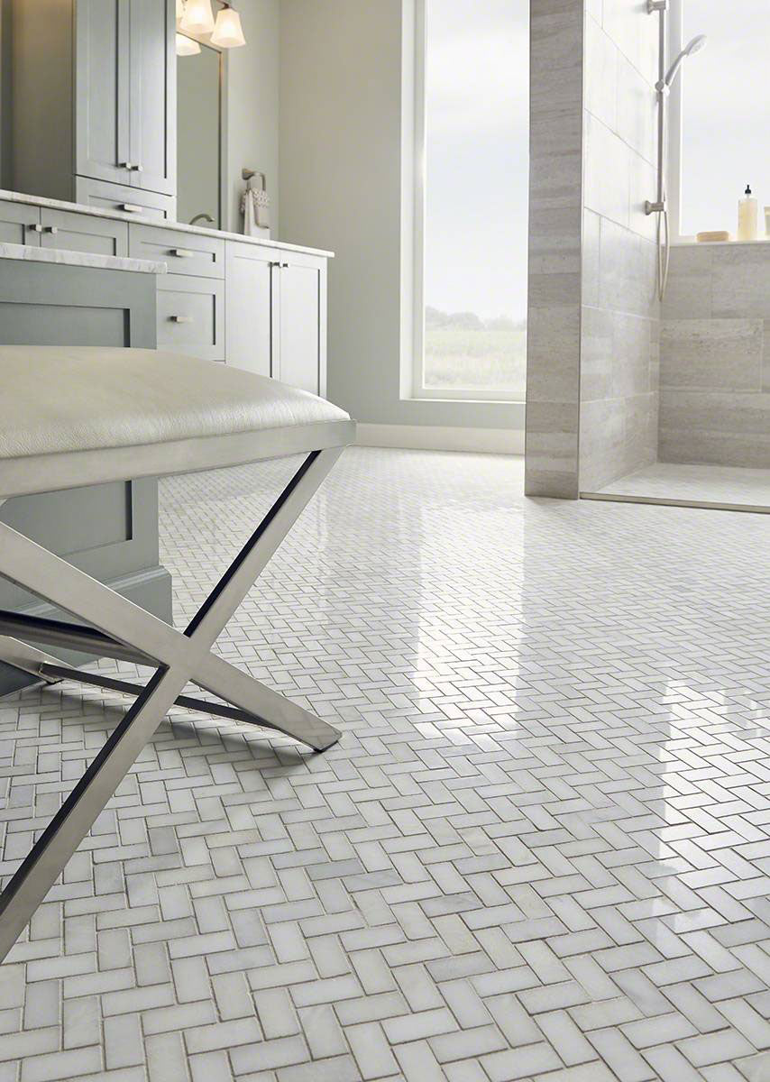 Greecian White Herringbone Pattern Tile