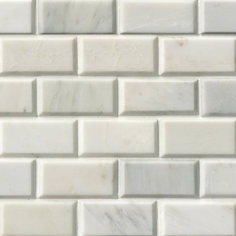 Greecian White Beveled Subway Tile 2x4 Tile