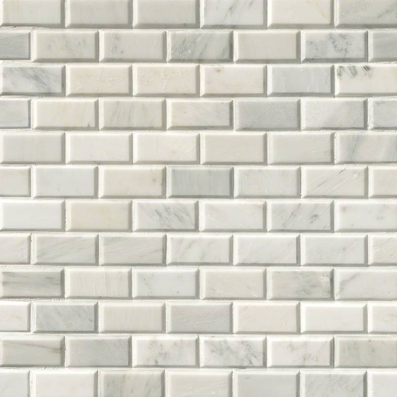 Greecian White Beveled Subway Tile 2x4 Tile