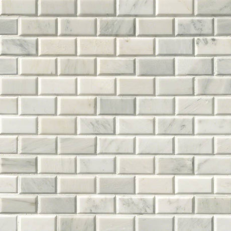 Greecian White Beveled Subway Tile 2x4 Tile