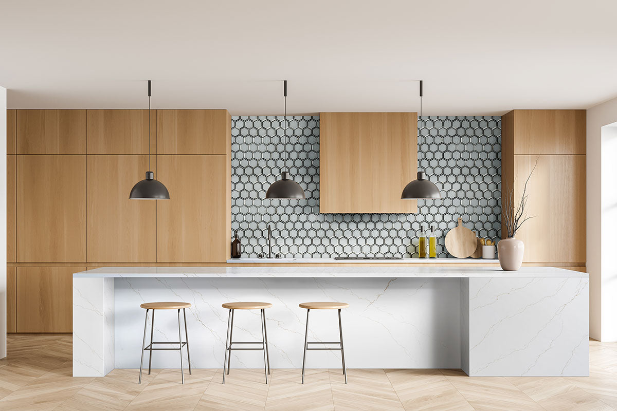 Ice Beveled 3" Hexagon Mosaic Tile