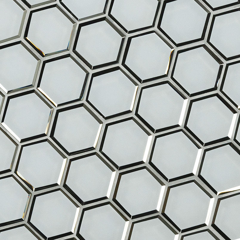 Ice Beveled 3" Hexagon Mosaic Tile