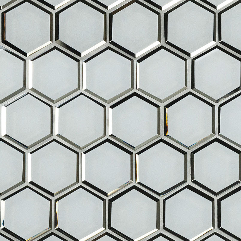 Ice Beveled 3" Hexagon Mosaic Tile