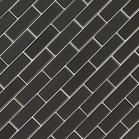 Metallic Gray Bevel Subway Tile