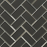 Metallic Gray Bevel Herringbone 8mm Tile