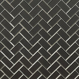 Metallic Gray Bevel Herringbone 8mm Tile