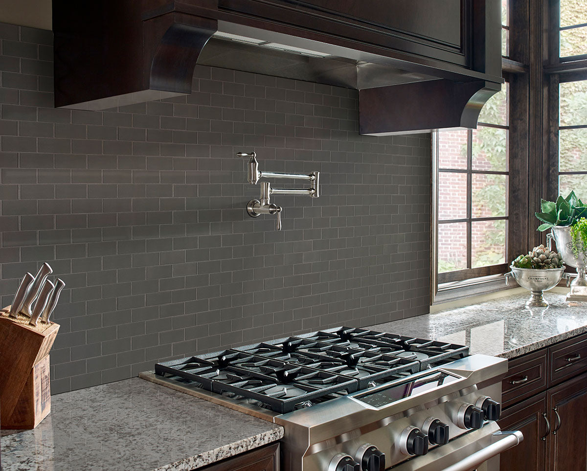 Metallic Gray Subway Tile 2x4 Tile