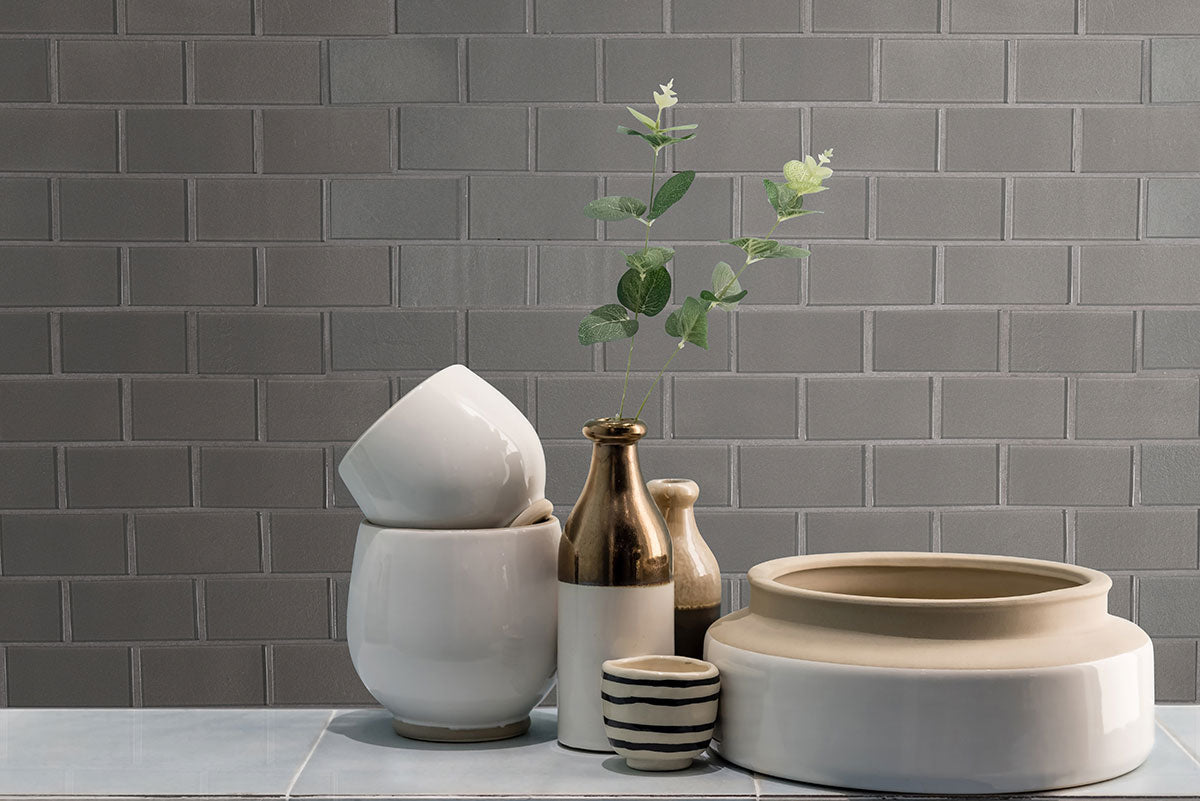 Metallic Gray Subway Tile 2x4 Tile