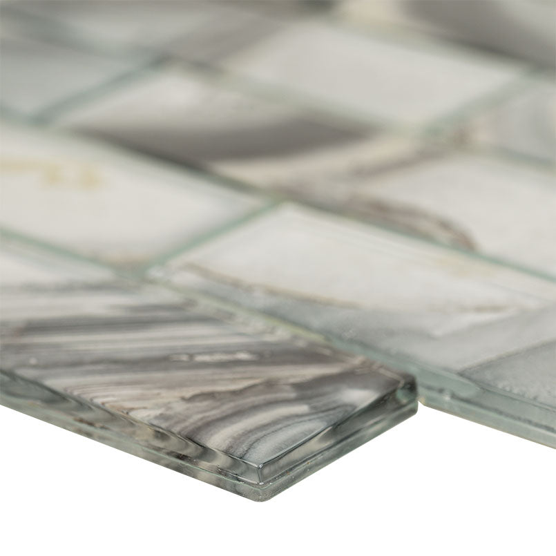 Midnight Agate 2x6 Subway Glass Tile