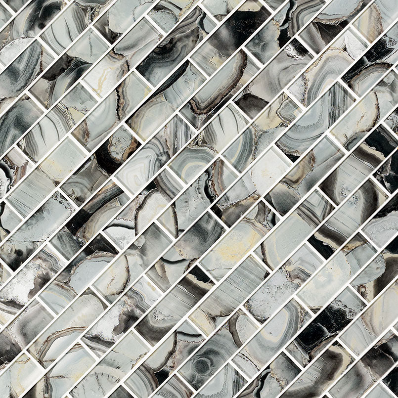 Midnight Agate 2x6 Subway Glass Tile