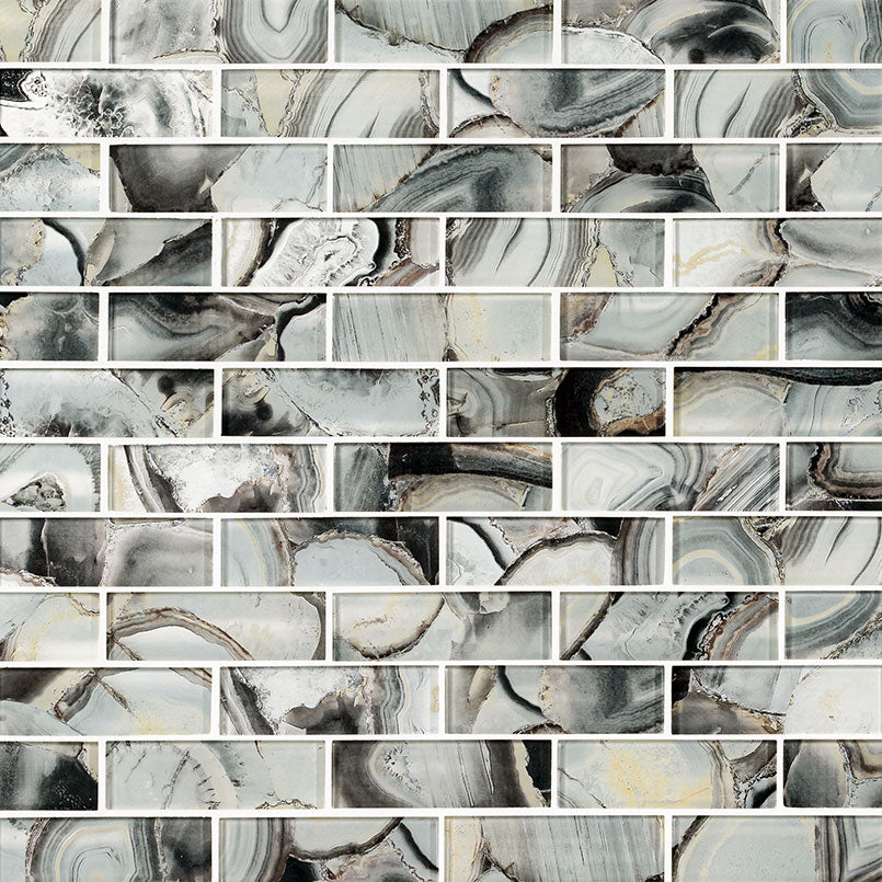 Midnight Agate 2x6 Subway Glass Tile