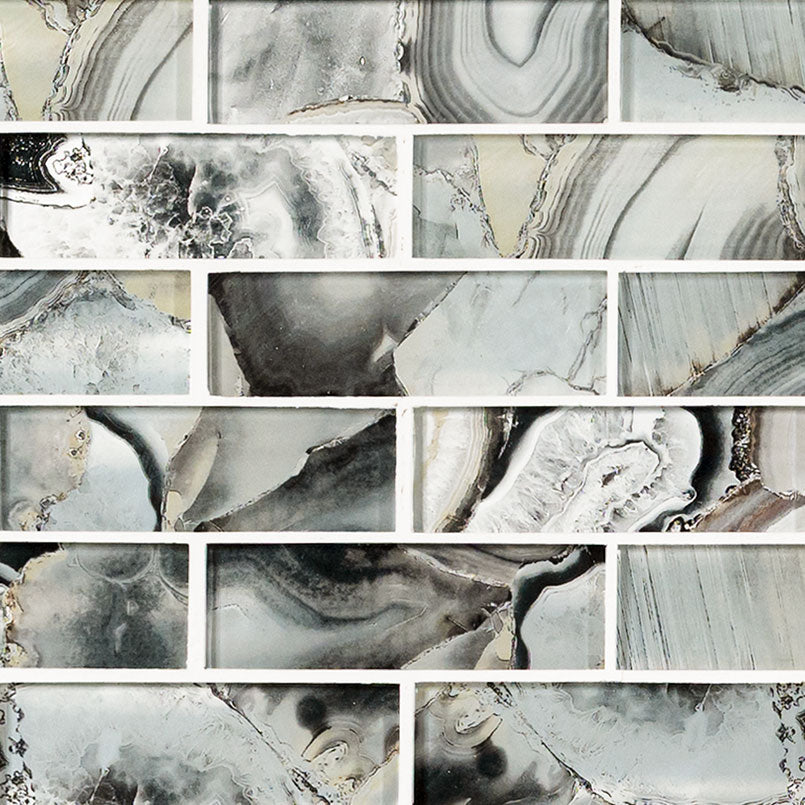 Midnight Agate 2x6 Subway Glass Tile