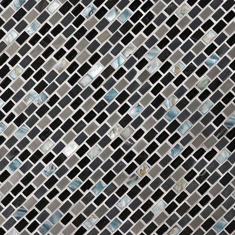 Midnight Pearl Brick Glass & Metal Tile