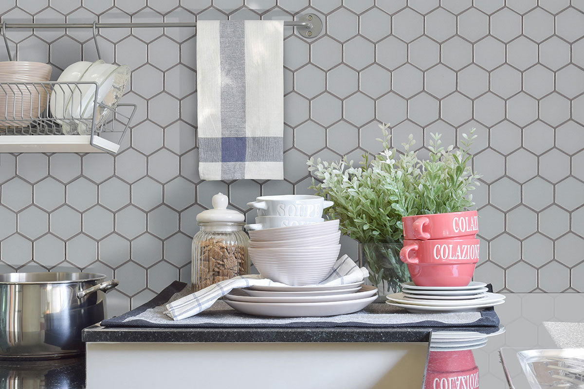 Retro Hexo Gray Matte Tile