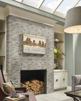 Silver Travertine Stacked Stone Tile