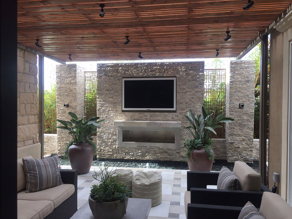 Silver Travertine Stacked Stone Tile