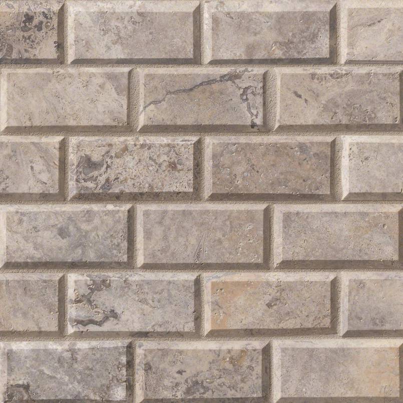 Silver Travertine Subway Tile 2x4 Tile