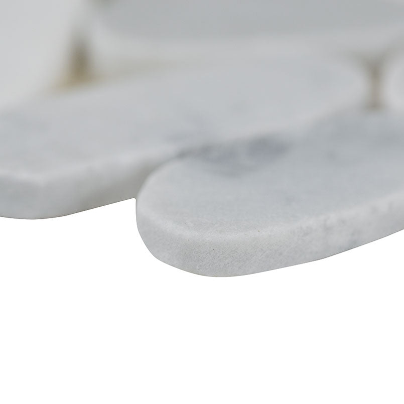 Sliced Carrara White Pebbles Mosaic Tile
