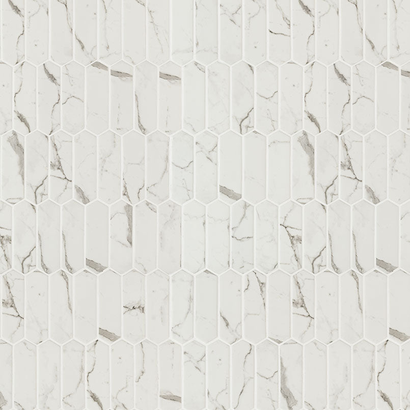 Statuario Celano Picket Glass Tile