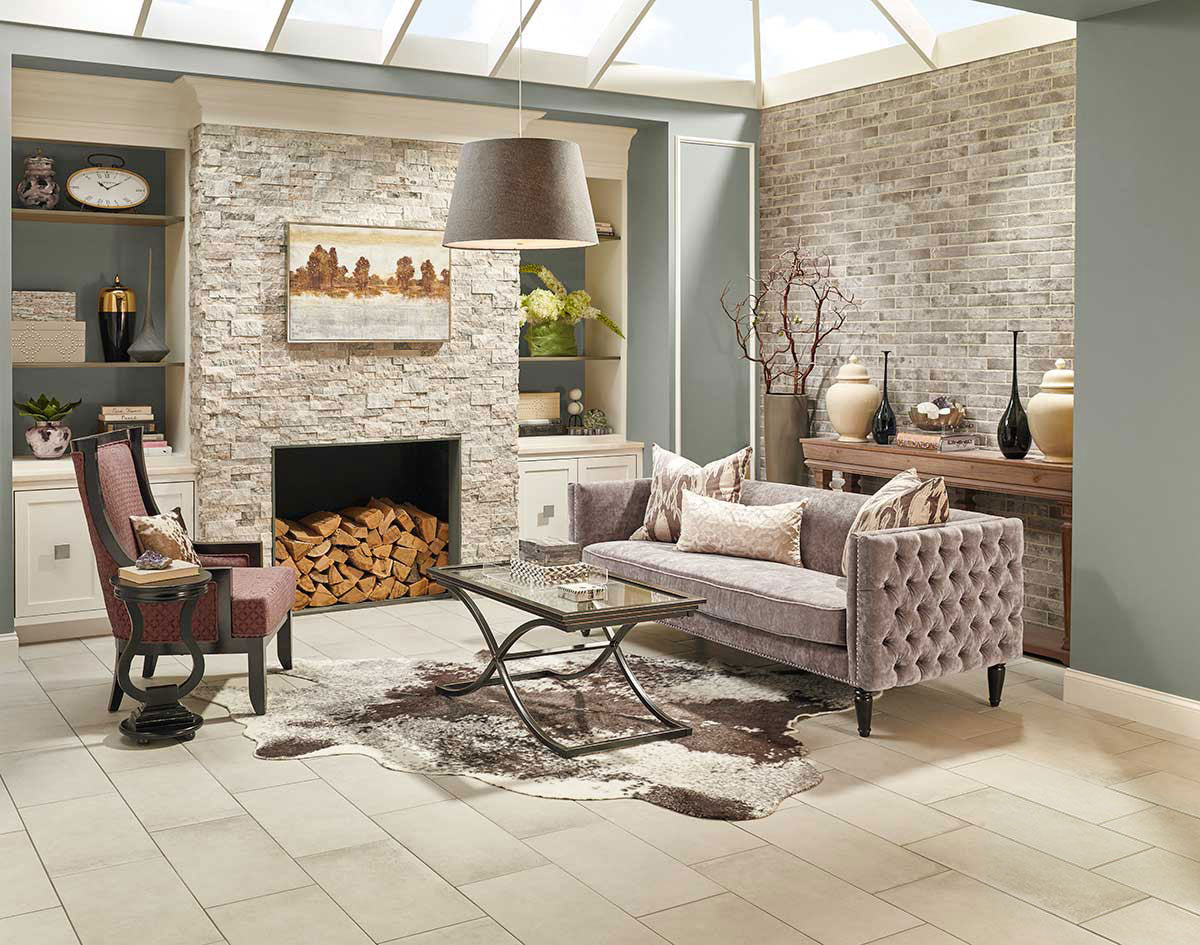 Silver Travertine Stacked Stone Tile
