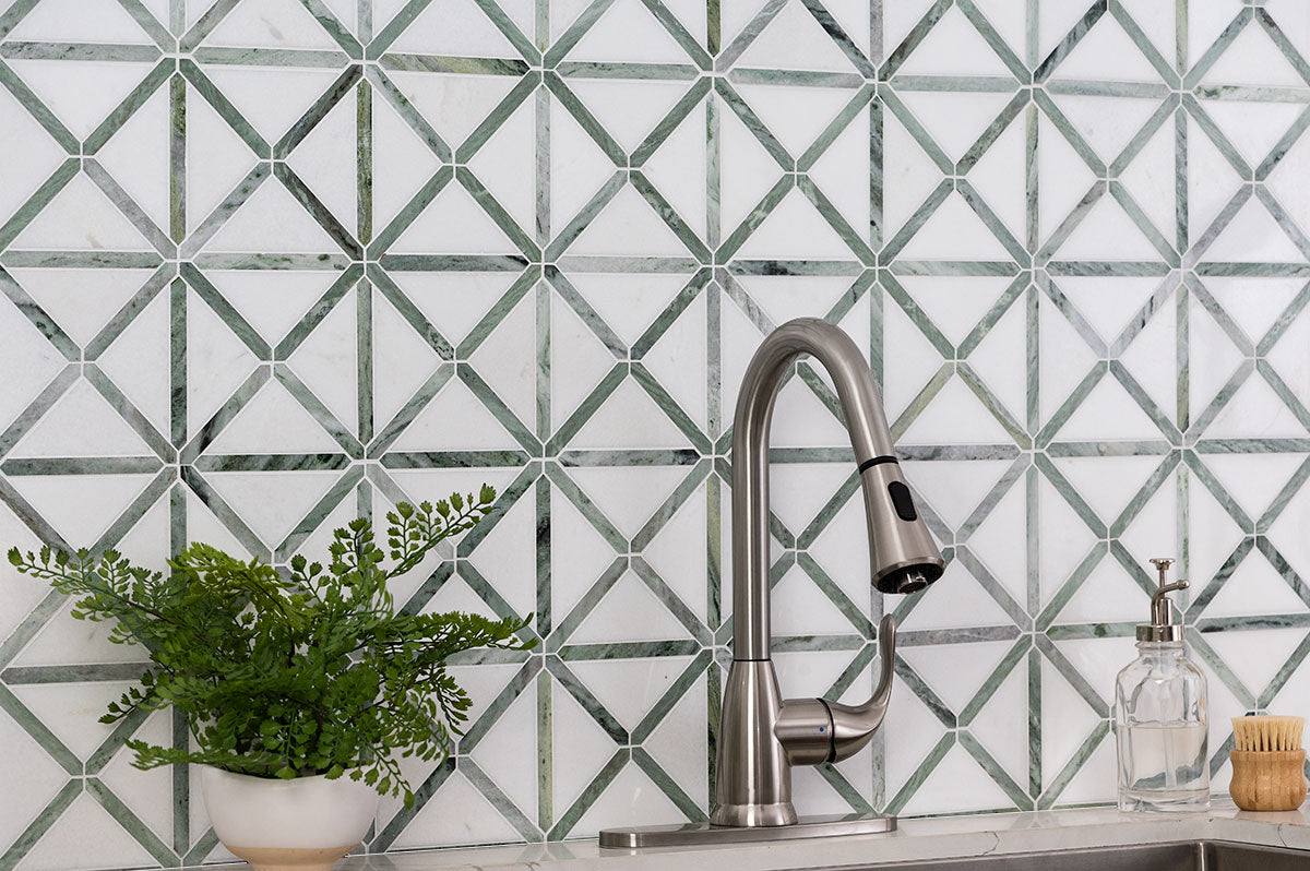 Verdant Green Geometrica Pattern Pol Tile