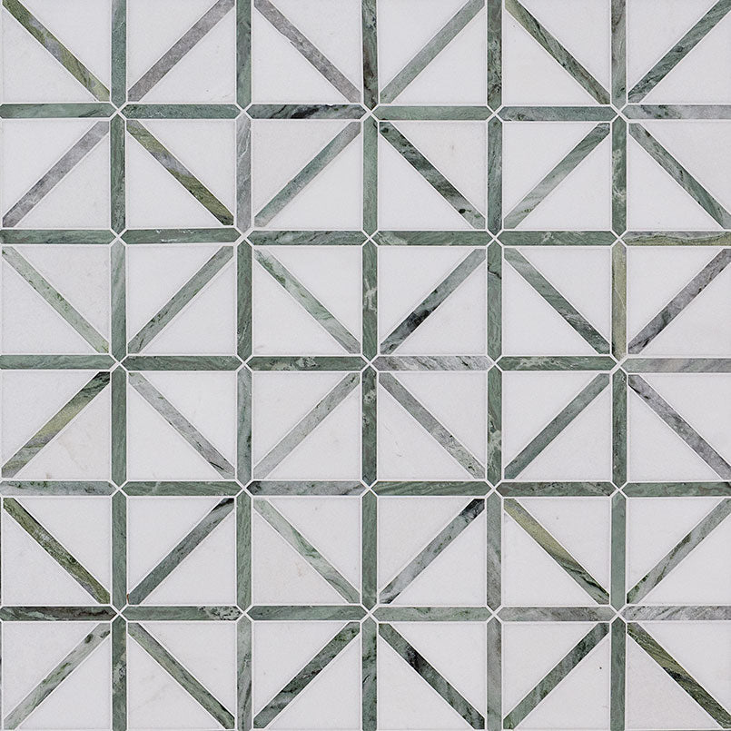 Verdant Green Geometrica Pattern Pol Tile