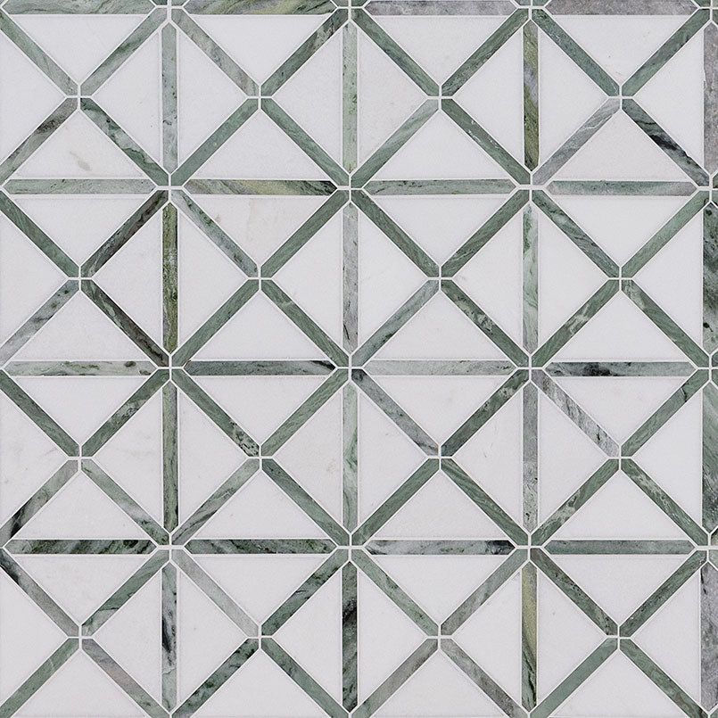 Verdant Green Geometrica Pattern Pol Tile
