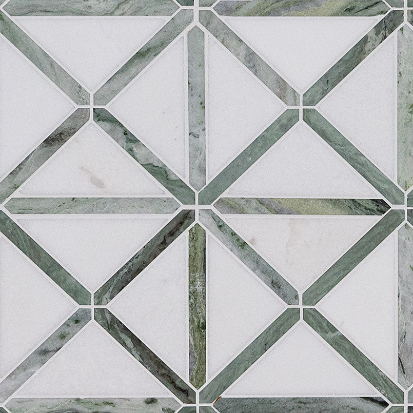 Verdant Green Geometrica Pattern Pol Tile