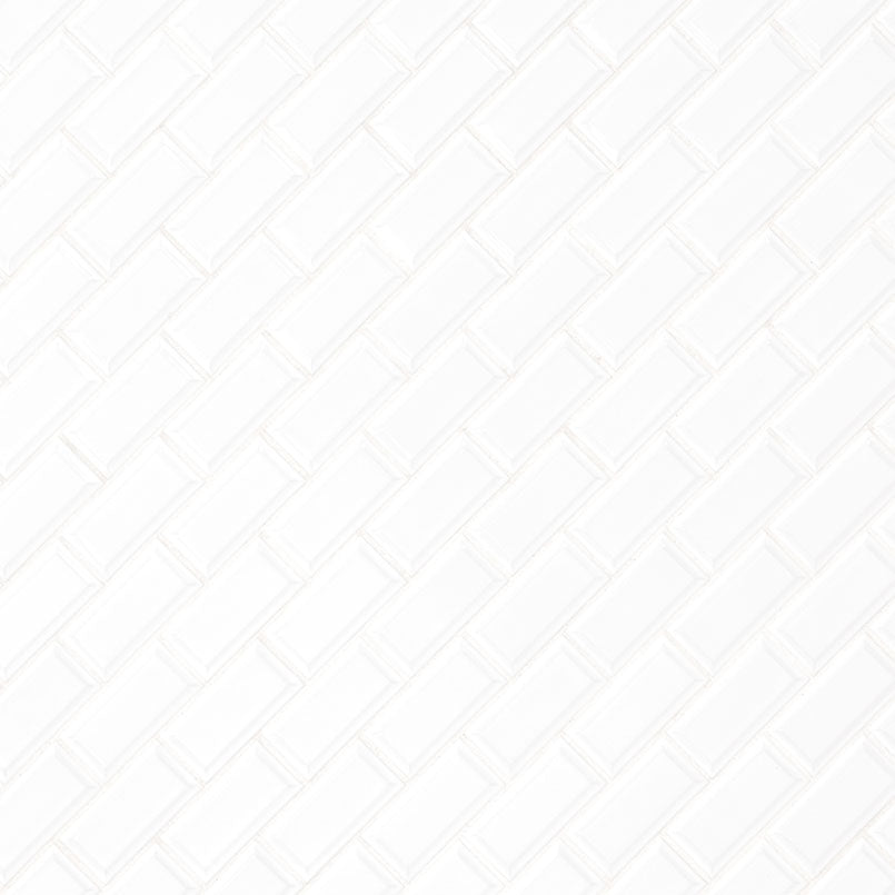 White 2X4 Beveled Glossy Tile