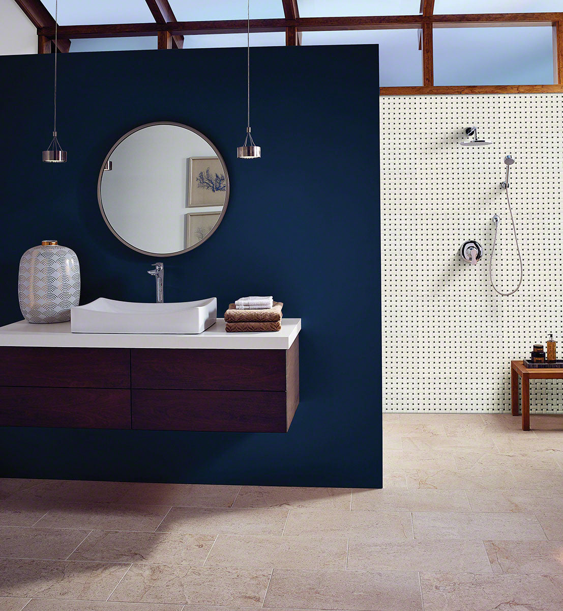 White & Black Basketweave Tile