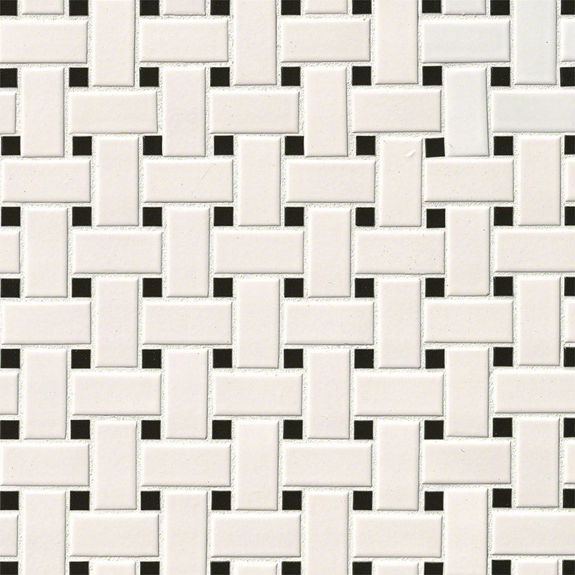 White & Black Basketweave Tile