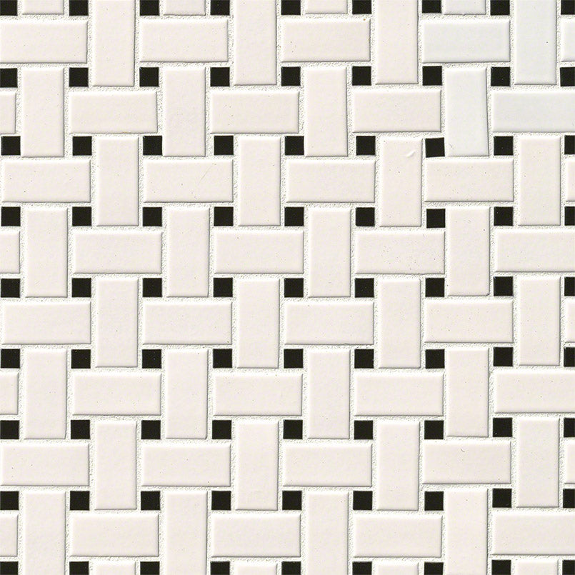 White & Black Basketweave Tile