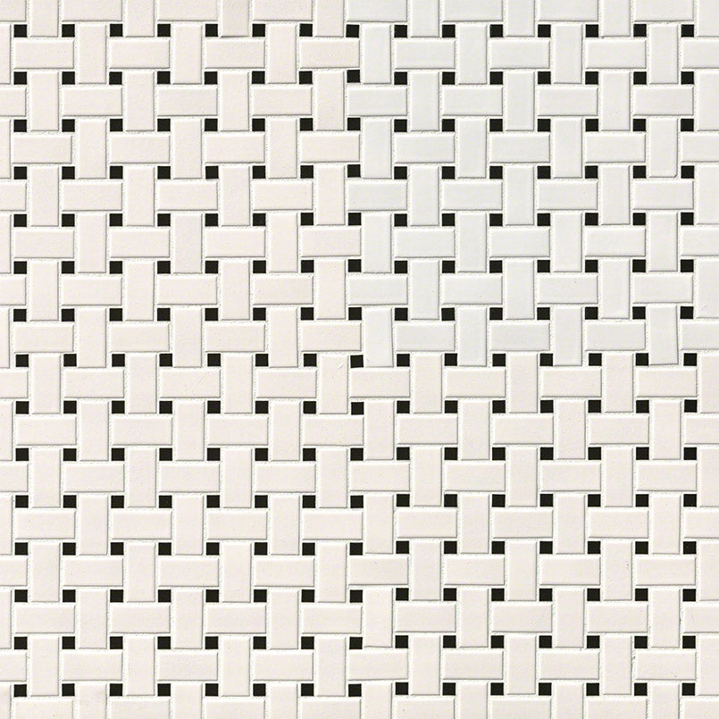 White & Black Basketweave Tile