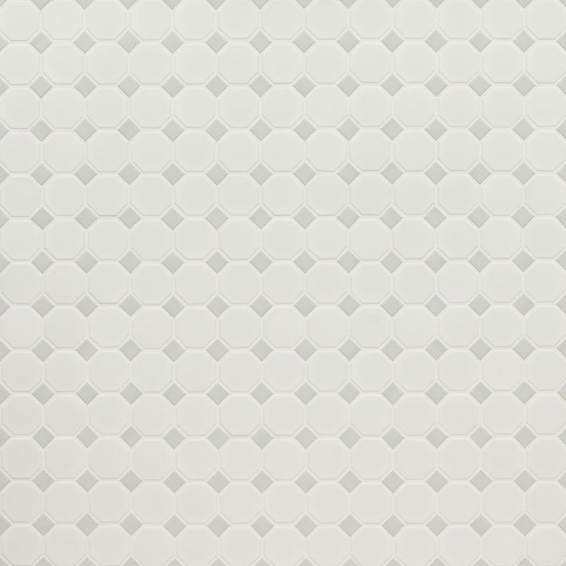 White And Gray Matte Octagon Tile