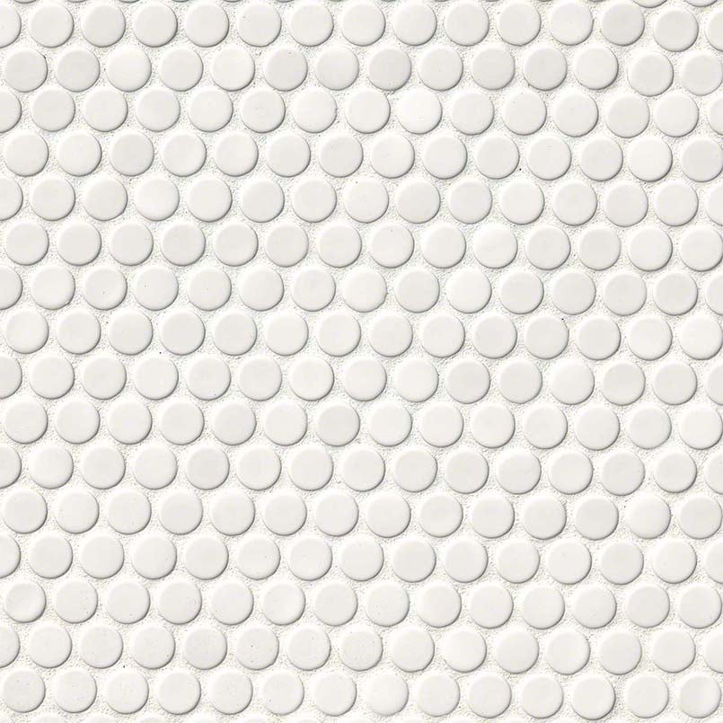 White Glossy Penny Round Mosaic Tile