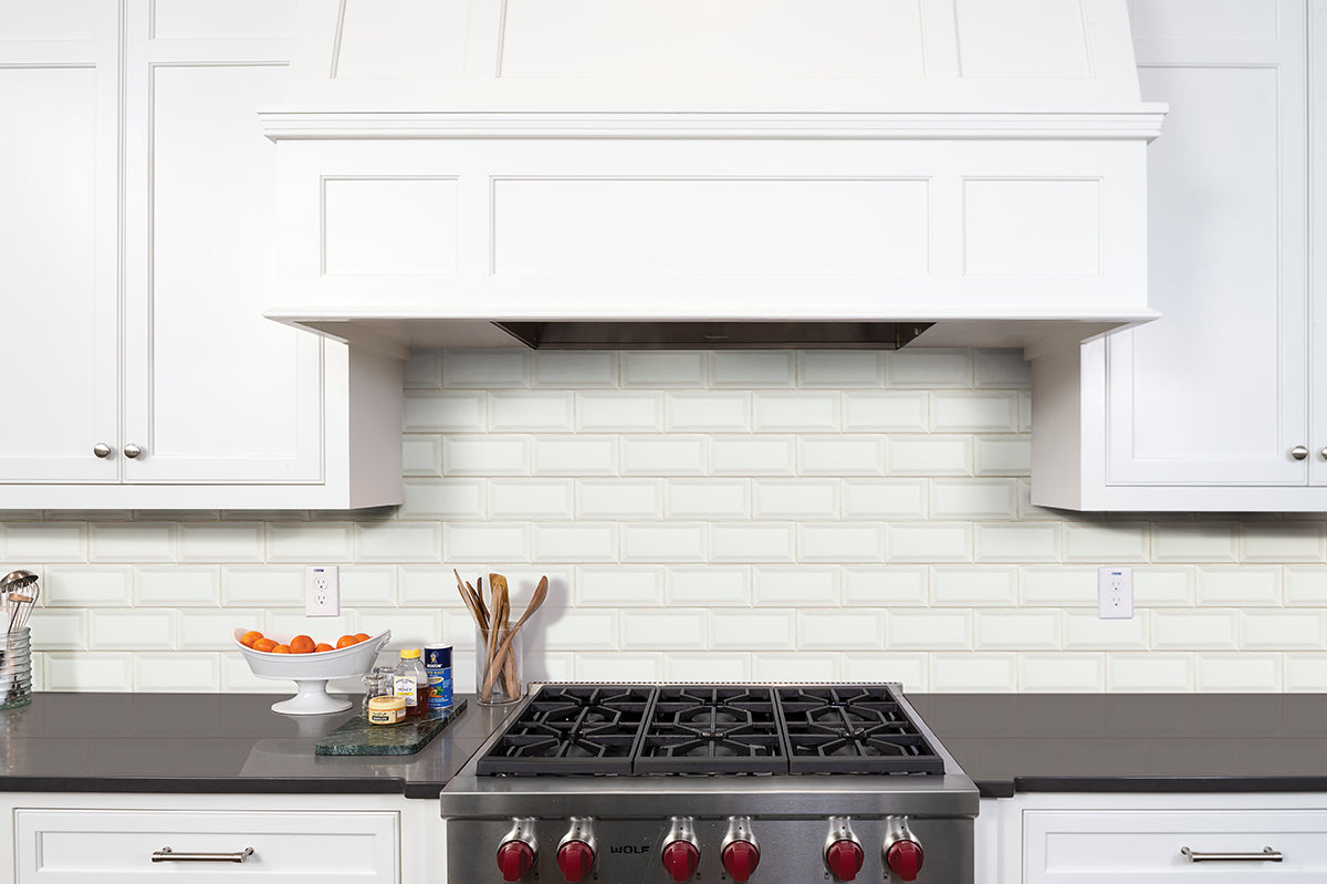 White Beveled Subway Tile 3x6 Tile