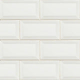 White Beveled Subway Tile 3x6 Tile